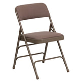 English Elm Commercial Grade 2 Pack Series Curved Triple Braced & Double Hinged Fabric Metal Folding Chair