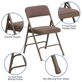 English Elm Commercial Grade 2 Pack Series Curved Triple Braced & Double Hinged Fabric Metal Folding Chair