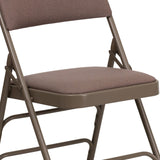 English Elm Commercial Grade 2 Pack Series Curved Triple Braced & Double Hinged Fabric Metal Folding Chair