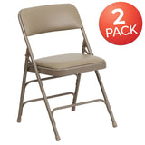 English Elm Commercial Grade 2 Pack Series Curved Triple Braced & Double Hinged Vinyl Metal Folding Chair