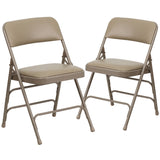 English Elm Commercial Grade 2 Pack Series Curved Triple Braced & Double Hinged Vinyl Metal Folding Chair