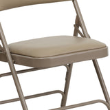 English Elm Commercial Grade 2 Pack Series Curved Triple Braced & Double Hinged Vinyl Metal Folding Chair