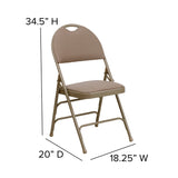 English Elm Commercial Grade 2 Pack Series Ultra-Premium Triple Braced Fabric Metal Folding Chair with Easy-Carry Handle