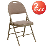 English Elm Commercial Grade 2 Pack Series Ultra-Premium Triple Braced Fabric Metal Folding Chair with Easy-Carry Handle