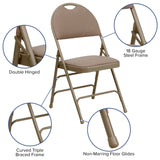 English Elm Commercial Grade 2 Pack Series Ultra-Premium Triple Braced Fabric Metal Folding Chair with Easy-Carry Handle