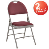 English Elm Commercial Grade 2 Pack Series Ultra-Premium Triple Braced Fabric Metal Folding Chair with Easy-Carry Handle