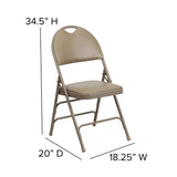 English Elm Commercial Grade 2 Pack Series Ultra-Premium Triple Braced Vinyl Metal Folding Chair with Easy-Carry Handle