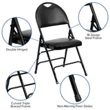 English Elm Commercial Grade 2 Pack Series Ultra-Premium Triple Braced Vinyl Metal Folding Chair with Easy-Carry Handle