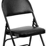 English Elm Commercial Grade 2 Pack Series Ultra-Premium Triple Braced Vinyl Metal Folding Chair with Easy-Carry Handle