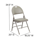 English Elm Commercial Grade 2 Pack Series Ultra-Premium Triple Braced Vinyl Metal Folding Chair with Easy-Carry Handle