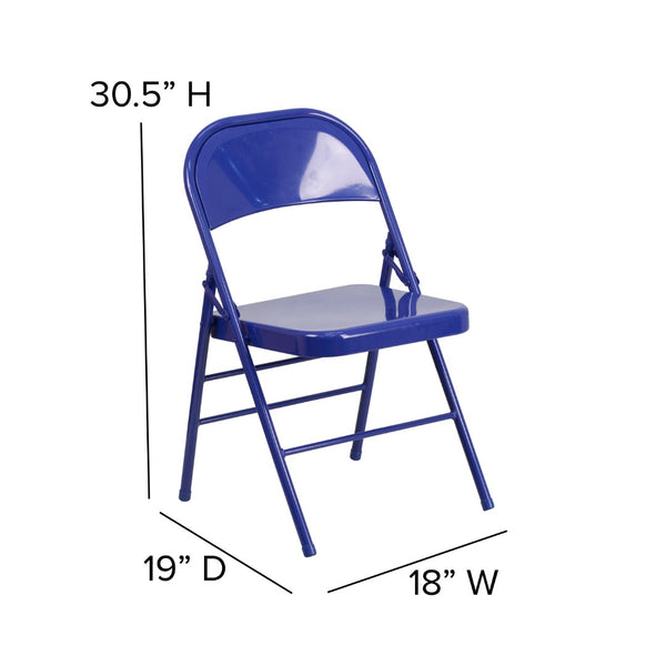 English Elm Commercial Grade 2 Pack Series Triple Braced & Double Hinged Metal Folding Chair