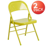 English Elm Commercial Grade 2 Pack Series Triple Braced & Double Hinged Metal Folding Chair