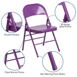 English Elm Commercial Grade 2 Pack Series Triple Braced & Double Hinged Metal Folding Chair