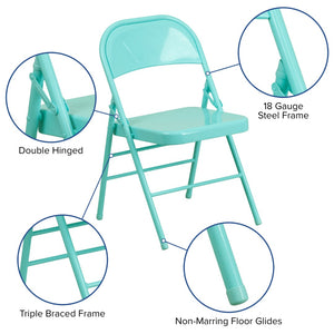 English Elm Commercial Grade 2 Pack Series Triple Braced & Double Hinged Metal Folding Chair