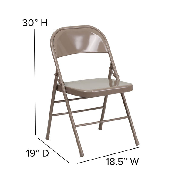 English Elm Commercial Grade 2 Pack Series Triple Braced & Double Hinged Metal Folding Chair