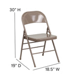 English Elm Commercial Grade 2 Pack Series Triple Braced & Double Hinged Metal Folding Chair