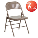 English Elm Commercial Grade 2 Pack Series Triple Braced & Double Hinged Metal Folding Chair