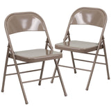 English Elm Commercial Grade 2 Pack Series Triple Braced & Double Hinged Metal Folding Chair