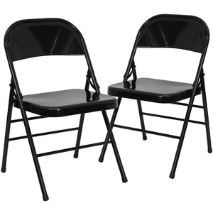 English Elm Commercial Grade 2 Pack Series Triple Braced & Double Hinged Metal Folding Chair