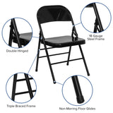 English Elm Commercial Grade 2 Pack Series Triple Braced & Double Hinged Metal Folding Chair