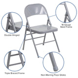 English Elm Commercial Grade 2 Pack Series Triple Braced & Double Hinged Metal Folding Chair