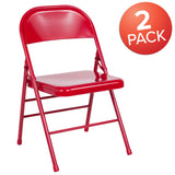 English Elm Commercial Grade 2 Pack Series Triple Braced & Double Hinged Metal Folding Chair