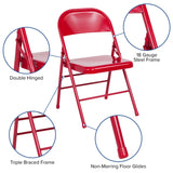 English Elm Commercial Grade 2 Pack Series Triple Braced & Double Hinged Metal Folding Chair