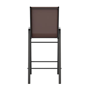 English Elm Commercial Grade 2 Pack Series Outdoor Barstool with Flex Comfort Material and Metal Frame