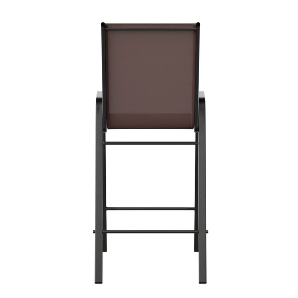 English Elm Commercial Grade 2 Pack Series Outdoor Barstool with Flex Comfort Material and Metal Frame
