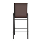 English Elm Commercial Grade 2 Pack Series Outdoor Barstool with Flex Comfort Material and Metal Frame