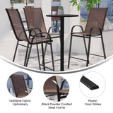 English Elm Commercial Grade 2 Pack Series Outdoor Barstool with Flex Comfort Material and Metal Frame