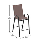 English Elm Commercial Grade 2 Pack Series Outdoor Barstool with Flex Comfort Material and Metal Frame