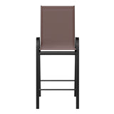 English Elm Commercial Grade 2 Pack Series Outdoor Barstool with Flex Comfort Material and Metal Frame