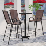 English Elm Commercial Grade 2 Pack Series Outdoor Barstool with Flex Comfort Material and Metal Frame