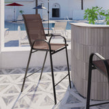 English Elm Commercial Grade 2 Pack Series Outdoor Barstool with Flex Comfort Material and Metal Frame