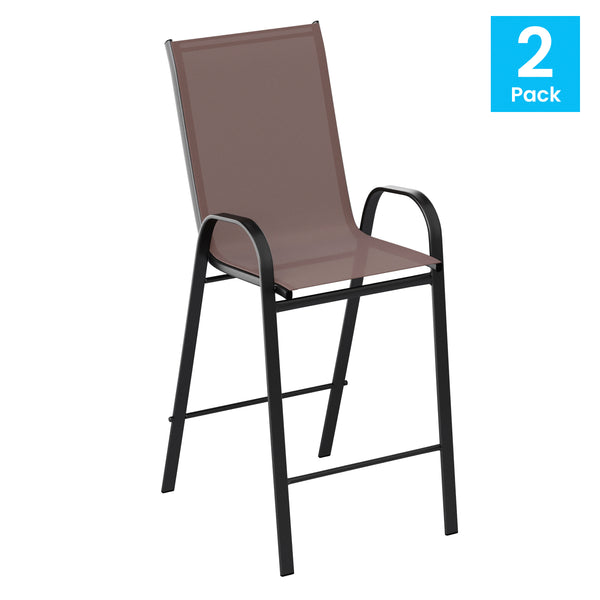 English Elm Commercial Grade 2 Pack Series Outdoor Barstool with Flex Comfort Material and Metal Frame