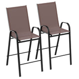 English Elm Commercial Grade 2 Pack Series Outdoor Barstool with Flex Comfort Material and Metal Frame