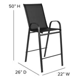 English Elm Commercial Grade 2 Pack Series Outdoor Barstool with Flex Comfort Material and Metal Frame