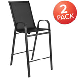 English Elm Commercial Grade 2 Pack Series Outdoor Barstool with Flex Comfort Material and Metal Frame