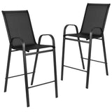 English Elm Commercial Grade 2 Pack Series Outdoor Barstool with Flex Comfort Material and Metal Frame