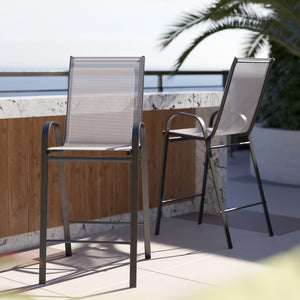 English Elm Commercial Grade 2 Pack Series Outdoor Barstools with Flex Comfort Material and Metal Frame