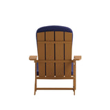 English Elm Commercial Grade - Set of 2 All-Weather Poly Resin Wood Adirondack Chairs in Teak with Cushions for Deck, Porch, and Patio