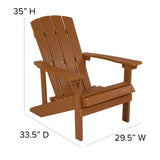 English Elm Commercial Grade - Set of 2 All-Weather Poly Resin Wood Adirondack Chairs in Teak with Cushions for Deck, Porch, and Patio