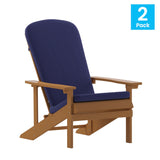 English Elm Commercial Grade - Set of 2 All-Weather Poly Resin Wood Adirondack Chairs in Teak with Cushions for Deck, Porch, and Patio