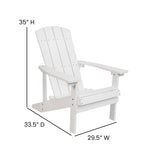 English Elm Commercial Grade - Set of 2 All-Weather Poly Resin Wood Adirondack Chairs in with Blue Cushions for Deck, Porch, and Patio