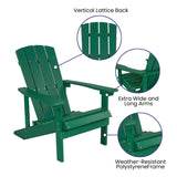 English Elm Commercial Grade - Set of 2 All-Weather Poly Resin Wood Adirondack Chairs in with Cream Cushions for Deck, Porch, and Patio