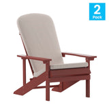 English Elm Commercial Grade - Set of 2 All-Weather Poly Resin Wood Adirondack Chairs in with Cream Cushions for Deck, Porch, and Patio