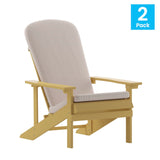 English Elm Commercial Grade - Set of 2 All-Weather Poly Resin Wood Adirondack Chairs in with Cream Cushions for Deck, Porch, and Patio