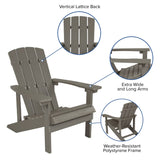 English Elm Commercial Grade - Set of 2 All-Weather Poly Resin Wood Adirondack Chairs in with Cushions for Deck, Porch, and Patio