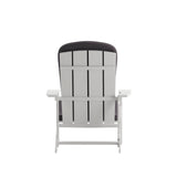 English Elm Commercial Grade - Set of 2 All-Weather Poly Resin Wood Adirondack Chairs in with Gray Cushions for Deck, Porch, and Patio